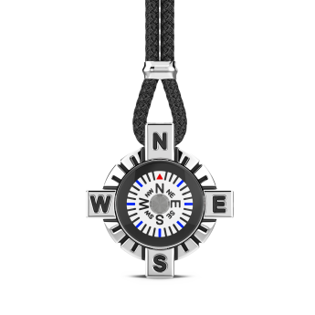 Collana Zancan in argento con bussola bianca.