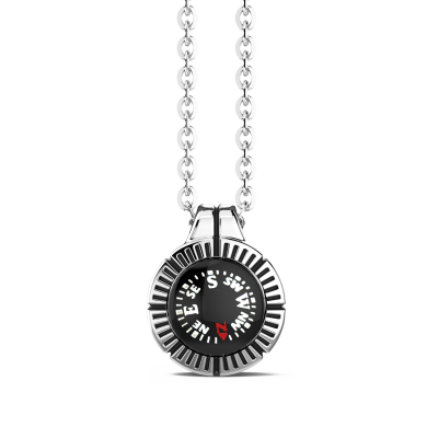 Collana Zancan con bussola nera in argento.