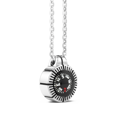 Collana Zancan con bussola nera in argento.