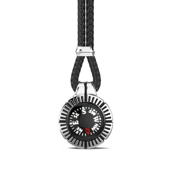 Collana Zancan in argento con bussola nera.