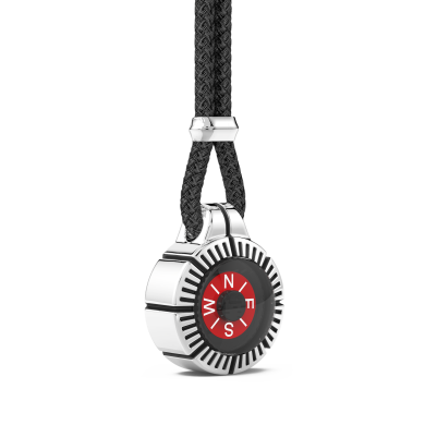 Collana Zancan in argento con bussola rossa.