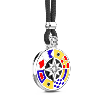 Collana Zancan in kevlar con pendente in argento e dettagli smaltati. 2
