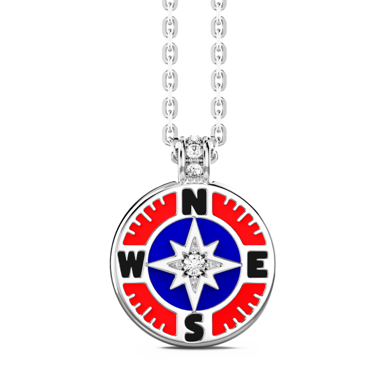Collana Zancan in kevlar con pendente in argento e dettagli smaltati.