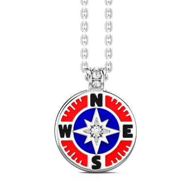 Collana Zancan in kevlar con pendente in argento e dettagli smaltati.