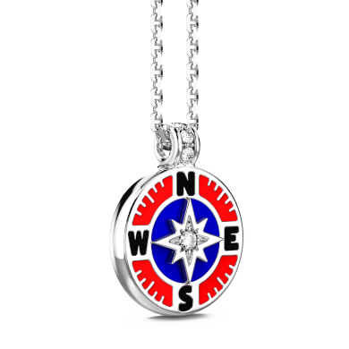 Collana Zancan in kevlar con pendente in argento e dettagli smaltati.