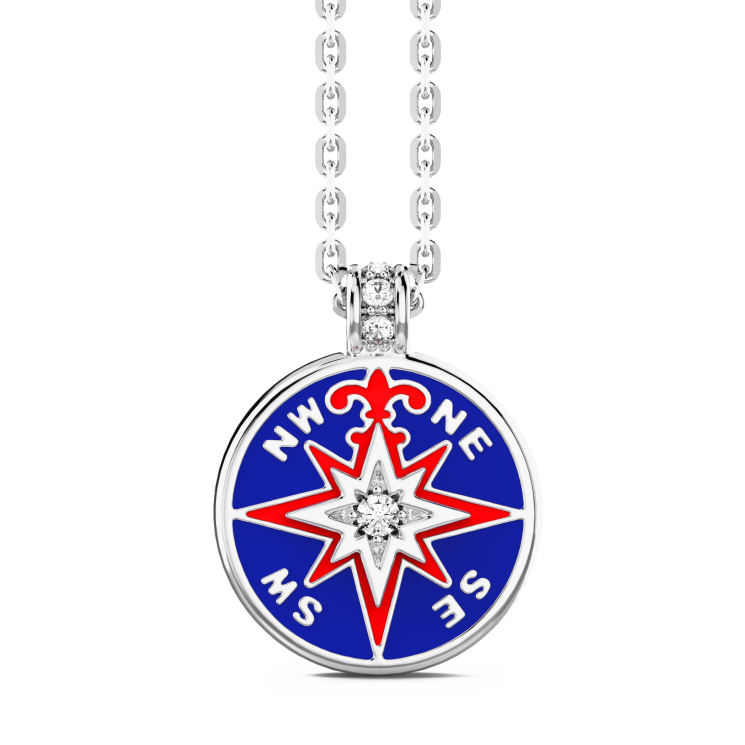 Collana Zancan in kevlar con pendente in argento e dettagli smaltati.