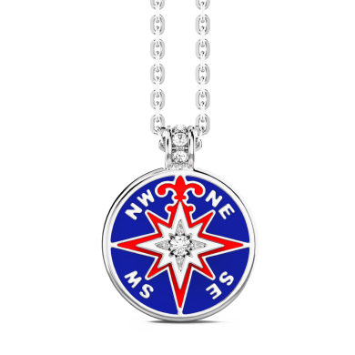Collana Zancan in kevlar con pendente in argento e dettagli smaltati.