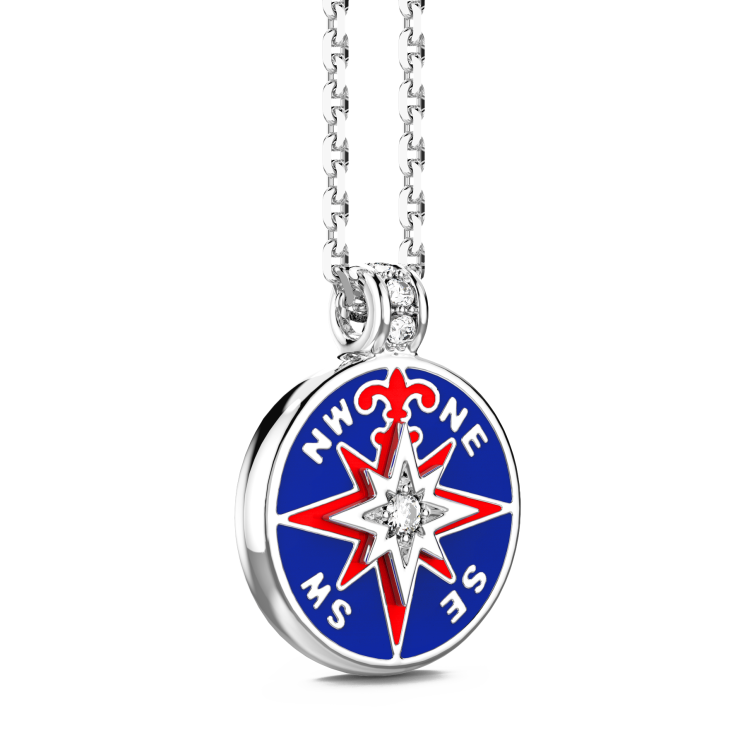 Collana Zancan in kevlar con pendente in argento e dettagli smaltati.
