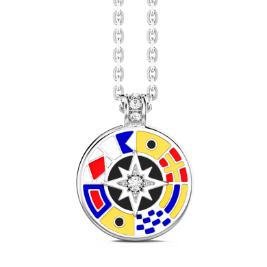 Zancan silver necklace with pendant and lacquered details.
