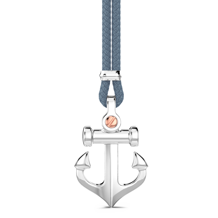 Zancan-Kette aus Kevlar mit Ankeranhänger aus Silber.