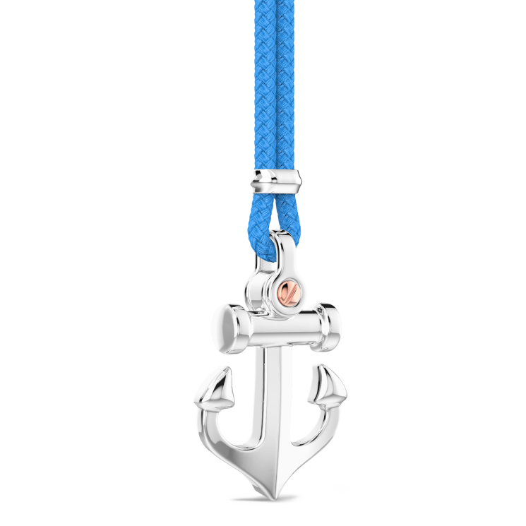 Collana Zancan in kevlar con pendente ad ancora in argento.