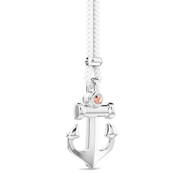 Zancan kevlar necklace with silver pendant and anchor.