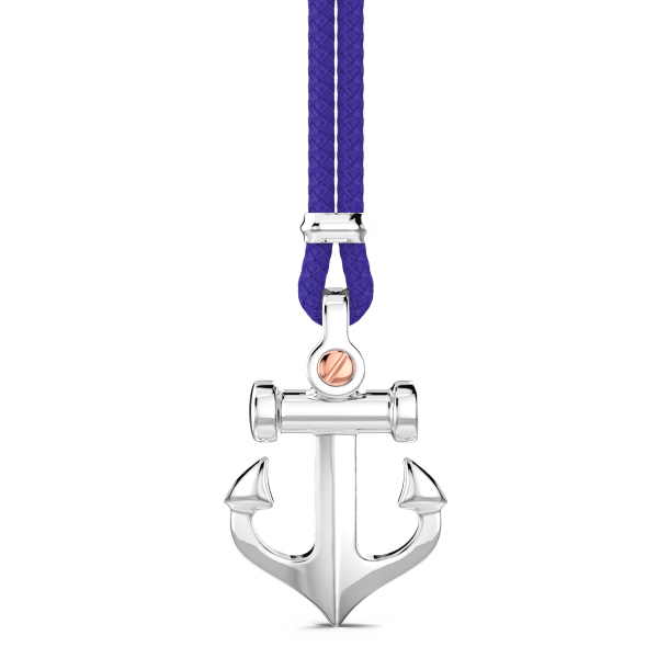 Zancan-Kette aus Kevlar mit Ankeranhänger aus Silber.
