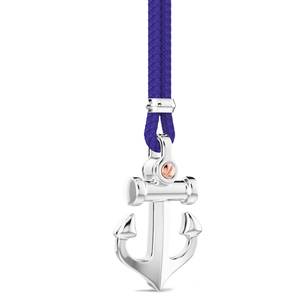 Zancan-Kette aus Kevlar mit Ankeranhänger aus Silber.