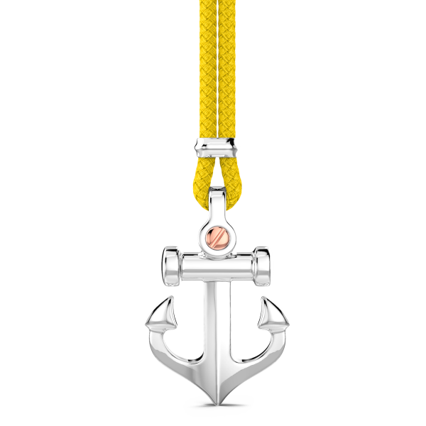 Zancan kevlar necklace with silver pendant and anchor.