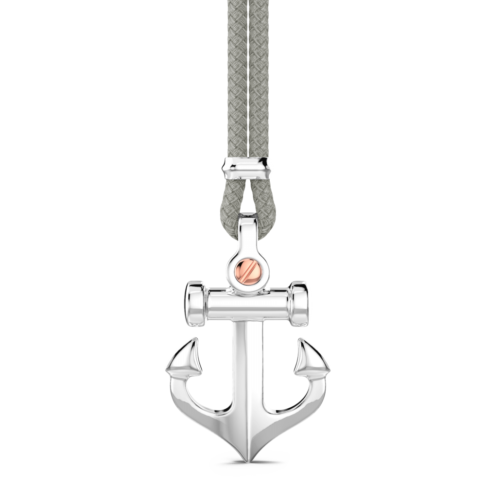 Zancan-Kette aus Kevlar mit Ankeranhänger aus Silber.