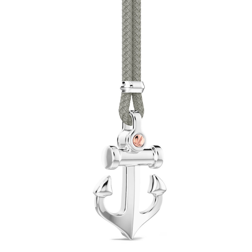 Zancan-Kette aus Kevlar mit Ankeranhänger aus Silber.