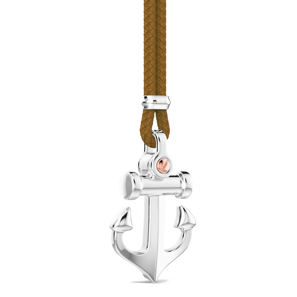 Zancan-Kette aus Kevlar mit Ankeranhänger aus Silber.