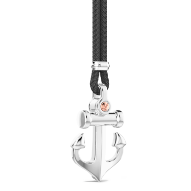 Collar Zancan de kevlar con colgante de ancla de plata.