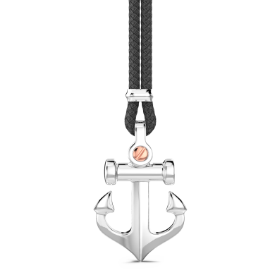 Zancan-Kette aus Kevlar mit Ankeranhänger aus Silber.
