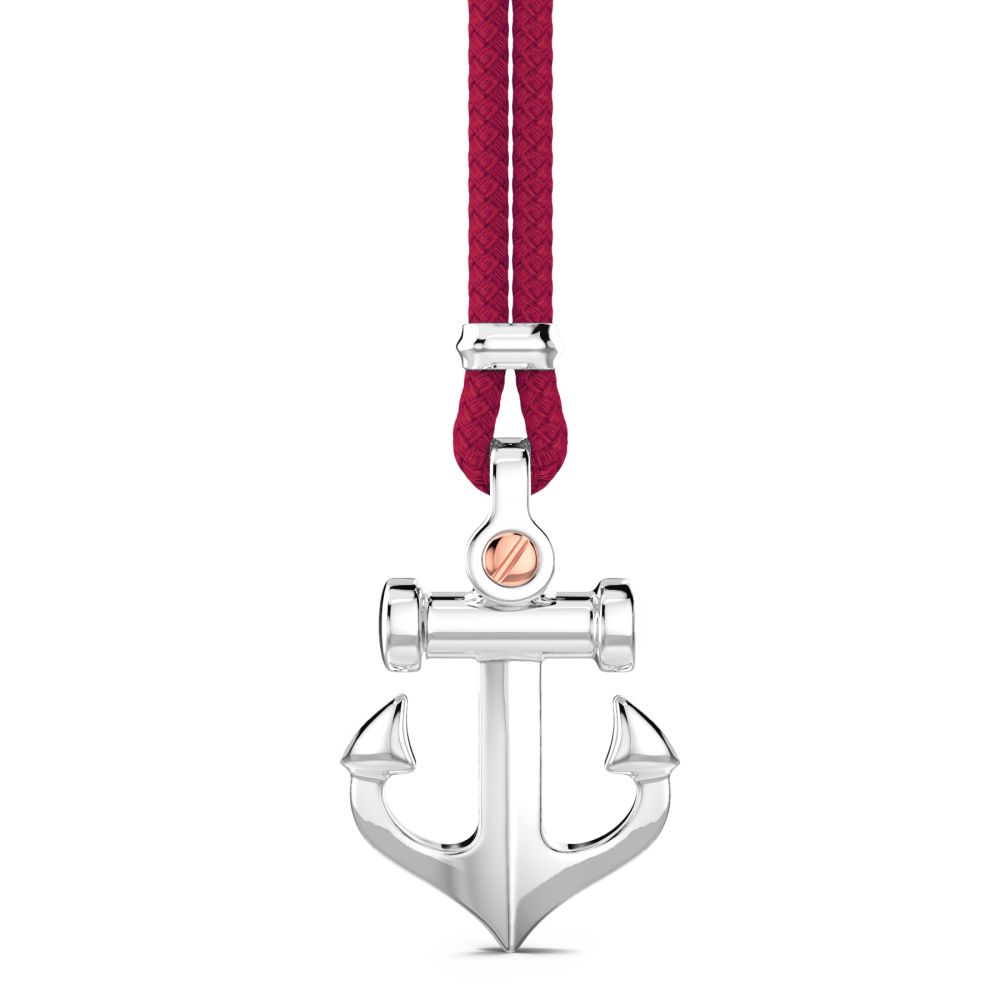 Zancan-Kette aus Kevlar mit Ankeranhänger aus Silber.