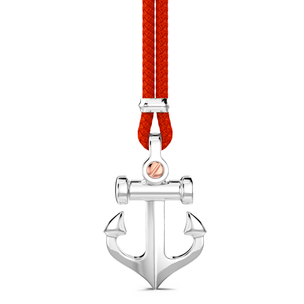 Collar Zancan de kevlar con colgante de ancla de plata.