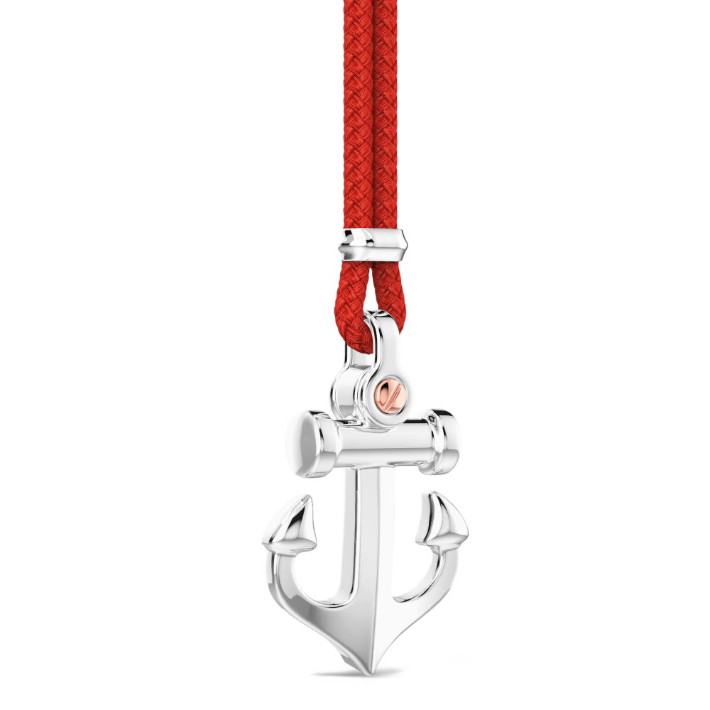 Collar Zancan de kevlar con colgante de ancla de plata.