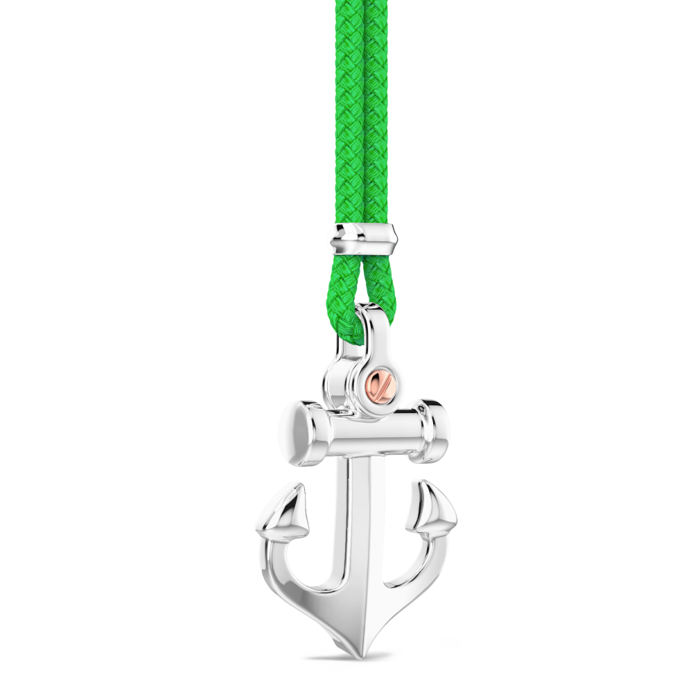 Zancan-Kette aus Kevlar mit Ankeranhänger aus Silber.