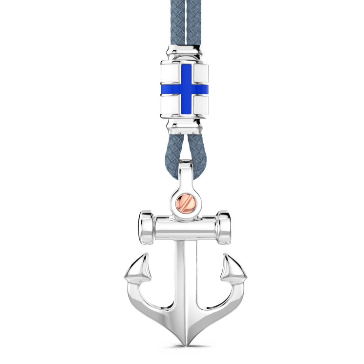 Zancan-Kette aus Kevlar mit Ankeranhänger aus Silber.