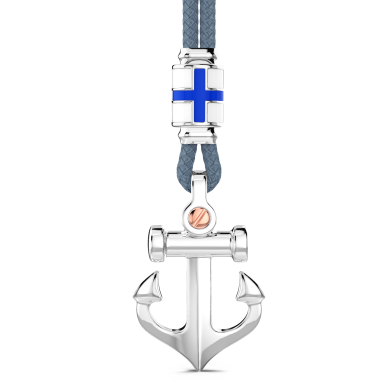 Zancan-Kette aus Kevlar mit Ankeranhänger aus Silber.