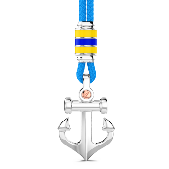 Collana Zancan in kevlar con pendente ad ancora in argento.