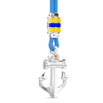 Collana Zancan in kevlar con pendente ad ancora in argento.