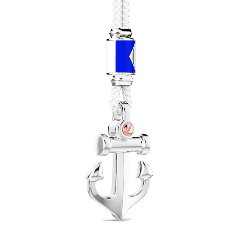 Zancan kevlar necklace with silver pendant and anchor.