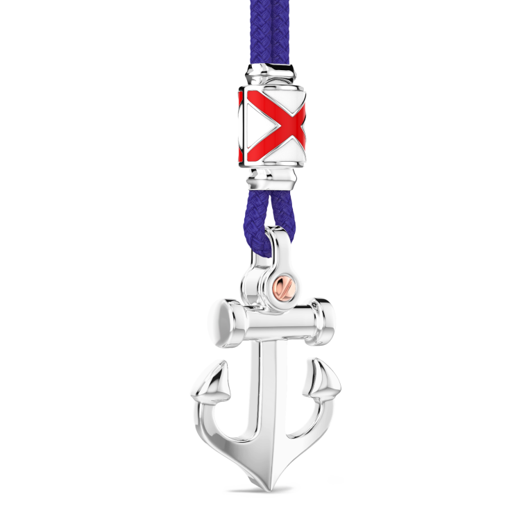 Zancan-Kette aus Kevlar mit Ankeranhänger aus Silber.