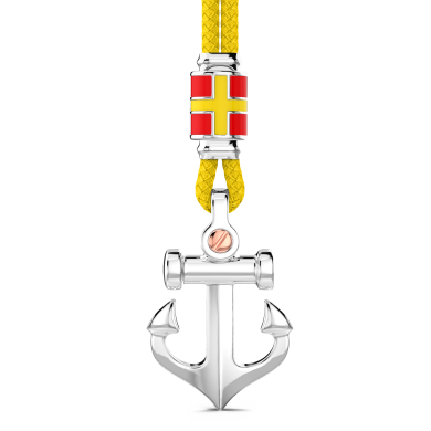 Collana Zancan in kevlar con pendente ad ancora in argento.