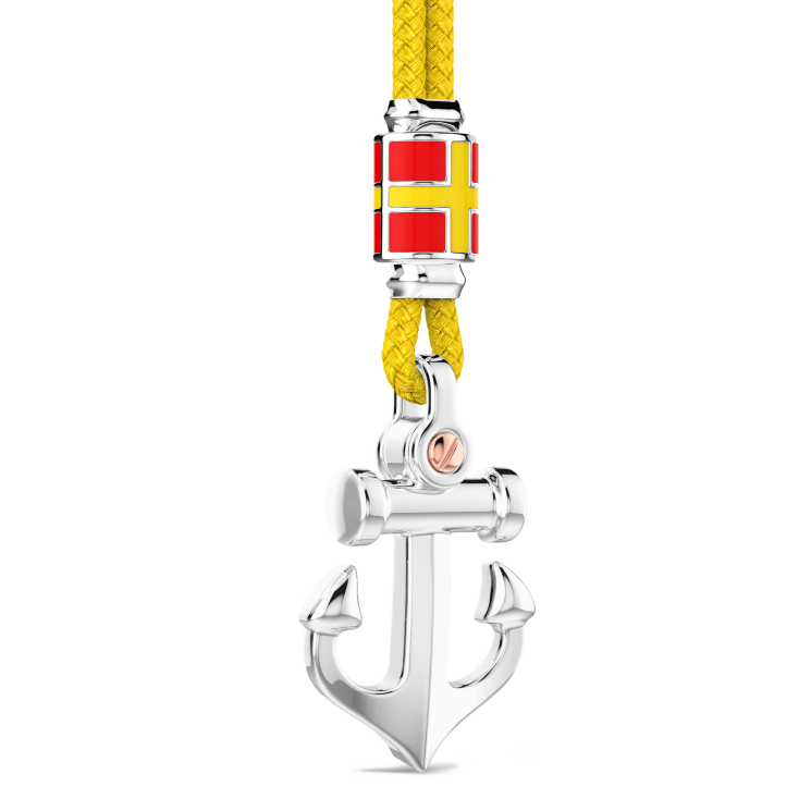 Collana Zancan in kevlar con pendente ad ancora in argento.