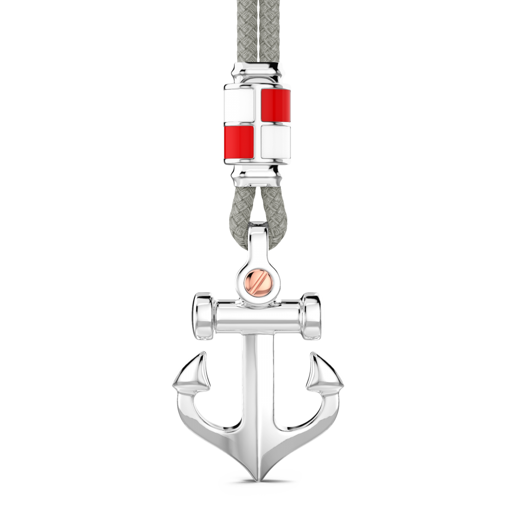 Collana Zancan in kevlar con pendente ad ancora in argento.