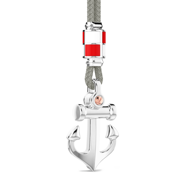 Zancan kevlar necklace with silver pendant and anchor.