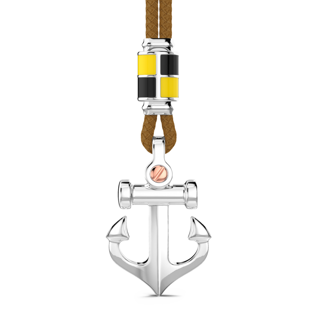 Collana Zancan in kevlar con pendente ad ancora in argento.