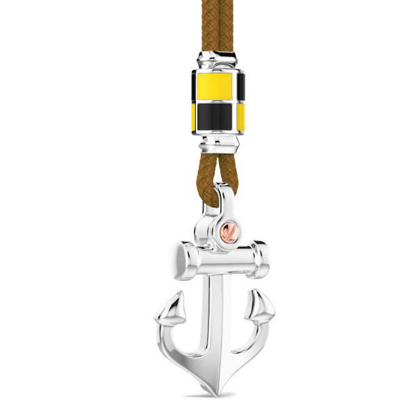 Collana Zancan in kevlar con pendente ad ancora in argento.