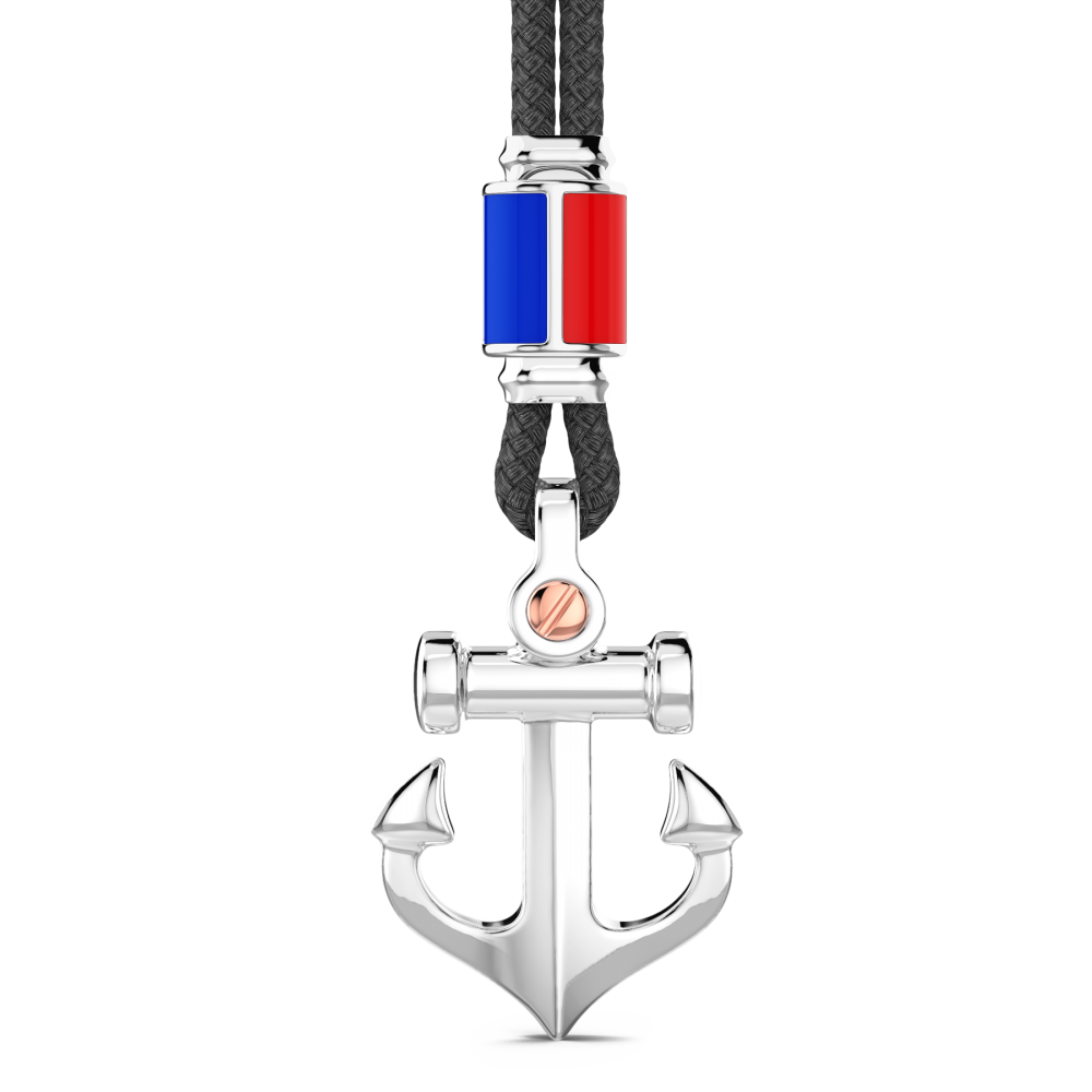 Collana Zancan in kevlar con pendente ad ancora in argento.