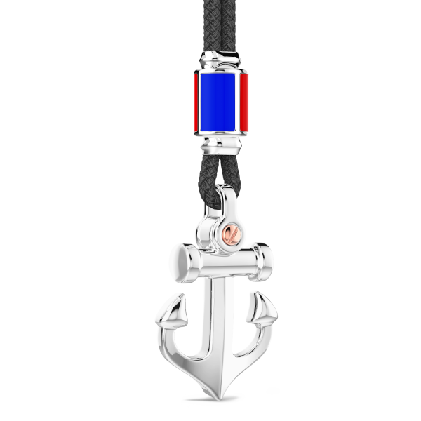 Collana Zancan in kevlar con pendente ad ancora in argento.