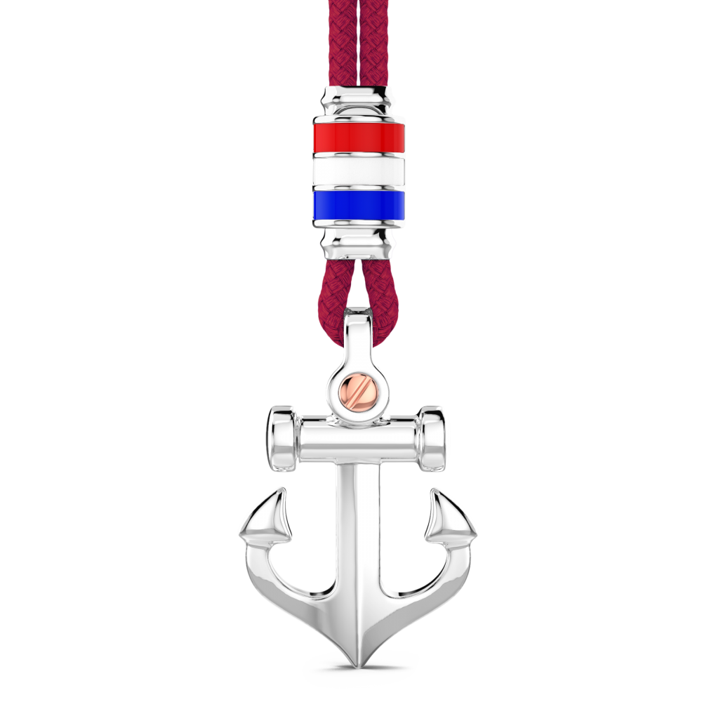 Collana Zancan in kevlar con pendente ad ancora in argento.