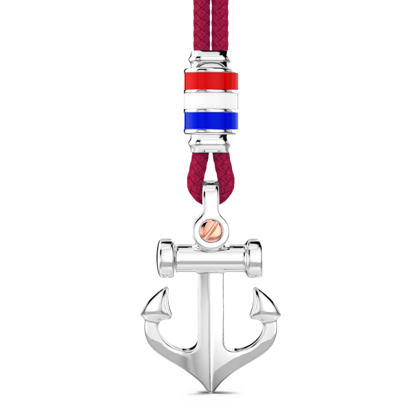 Collana Zancan in kevlar con pendente ad ancora in argento.