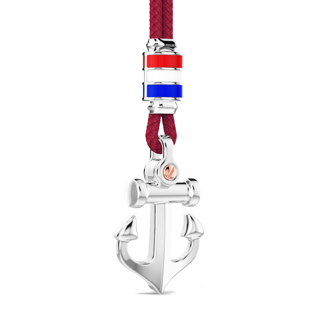 Collana Zancan in kevlar con pendente ad ancora in argento.