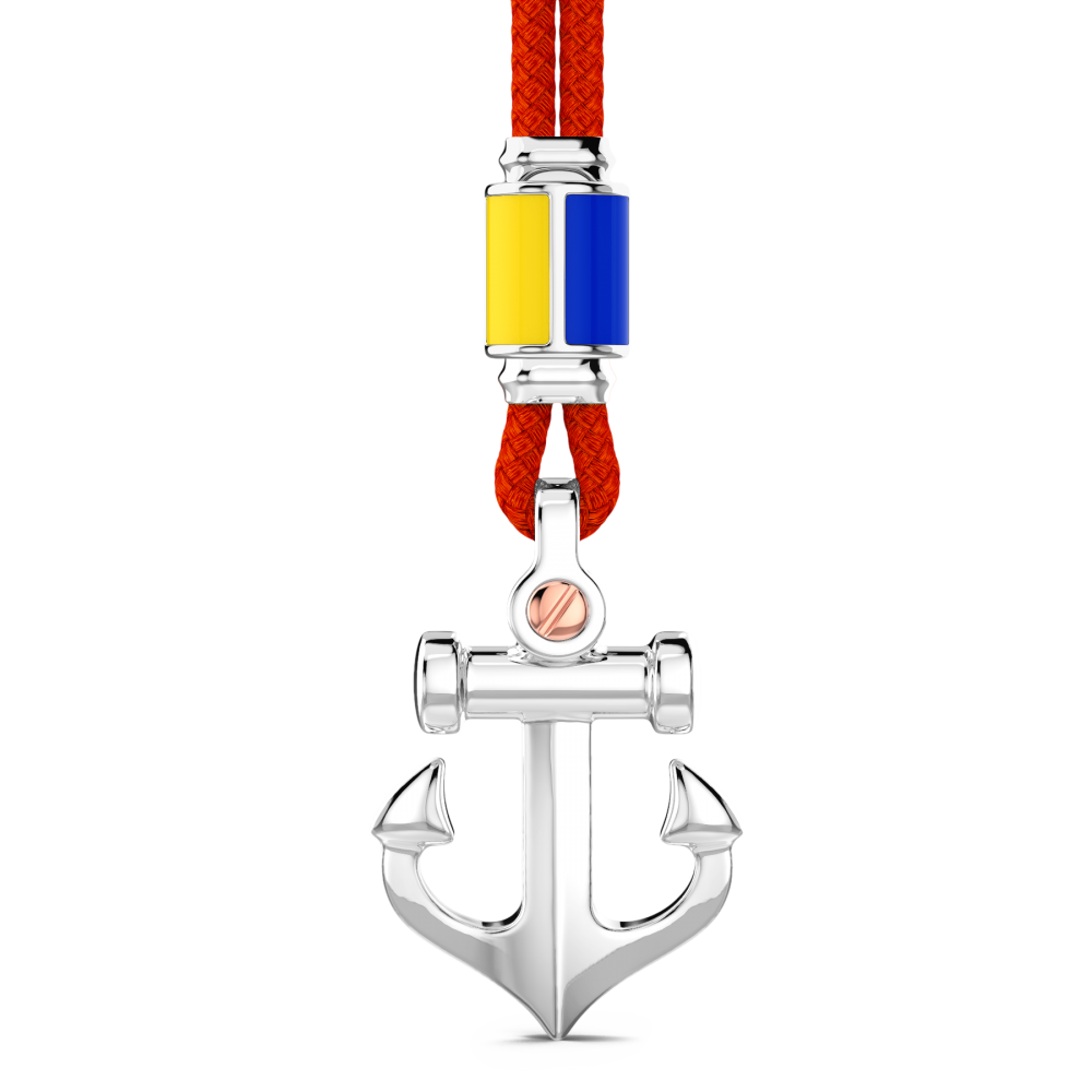 Collana Zancan in kevlar con pendente ad ancora in argento.