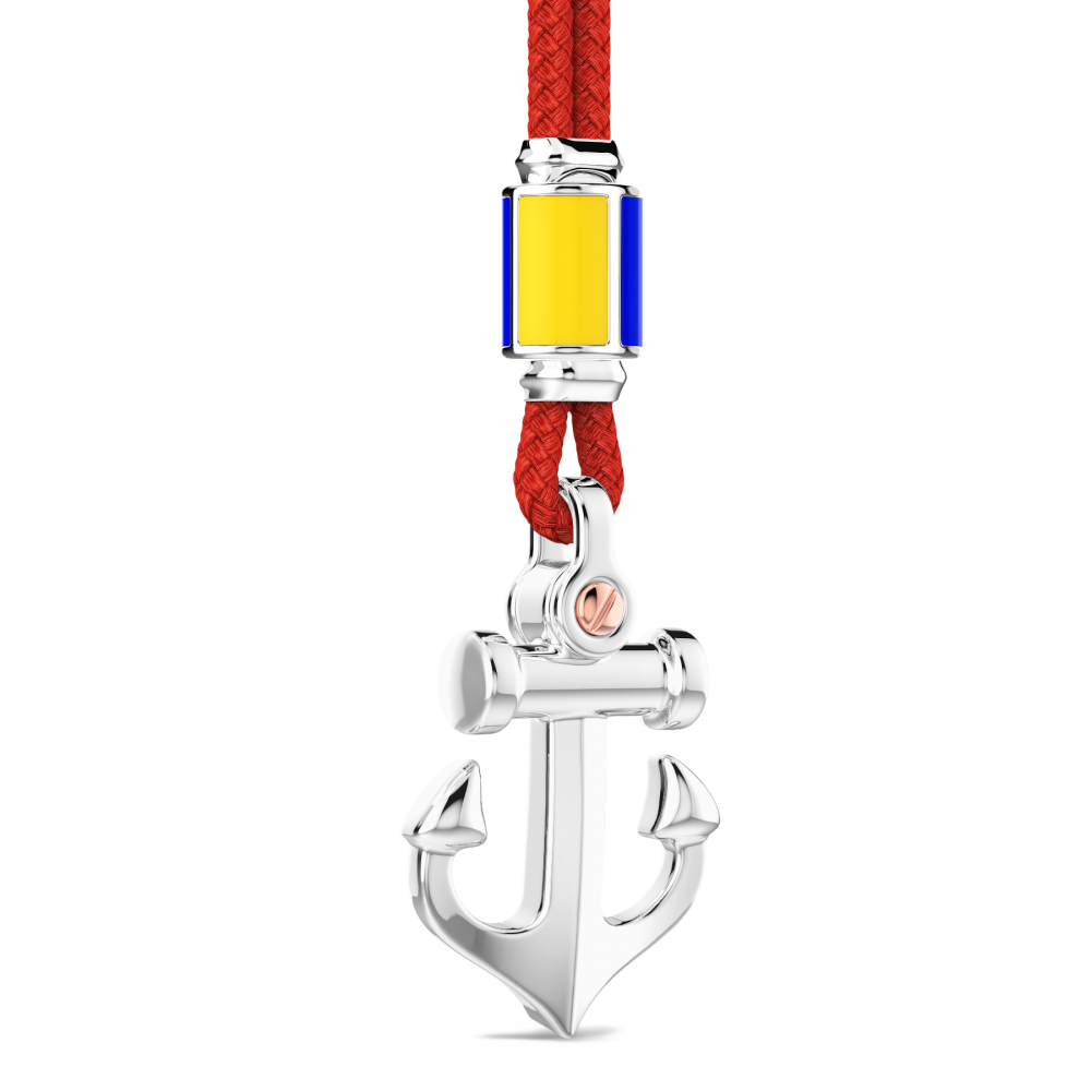Collana Zancan in kevlar con pendente ad ancora in argento.