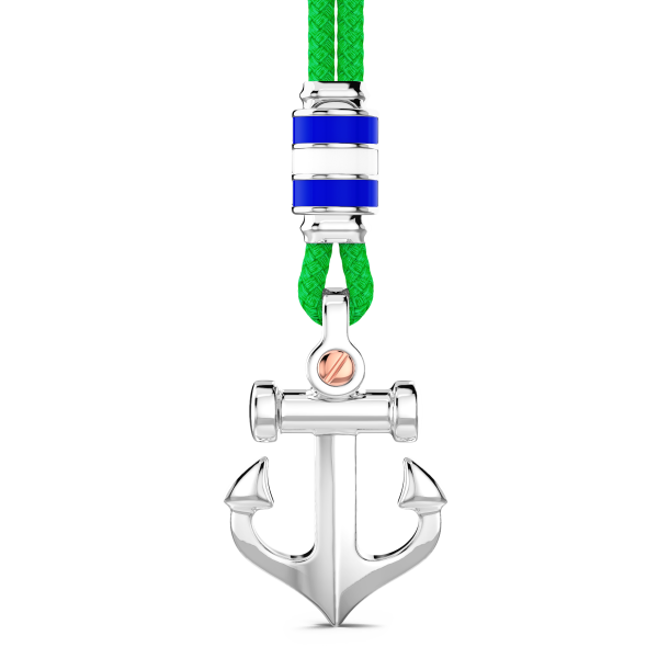 Collana Zancan in kevlar con pendente ad ancora in argento.