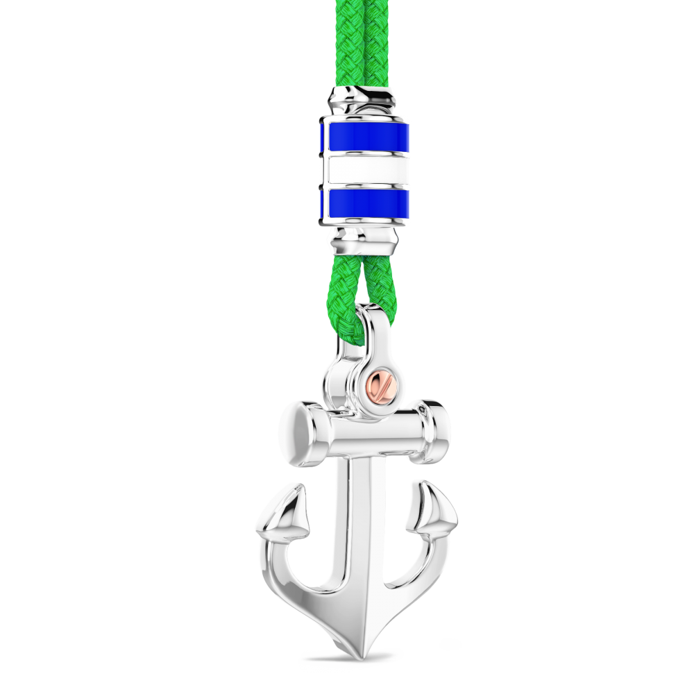 Collana Zancan in kevlar con pendente ad ancora in argento.