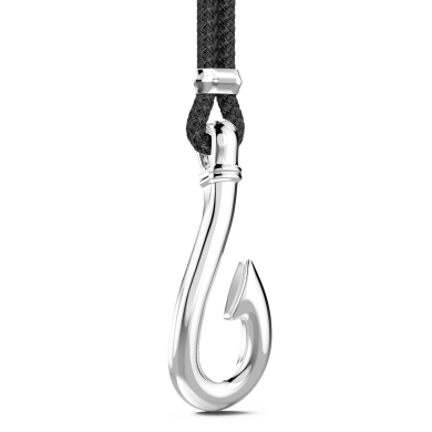 Collar Zancan de kevlar con colgante de anzuelo de plata.